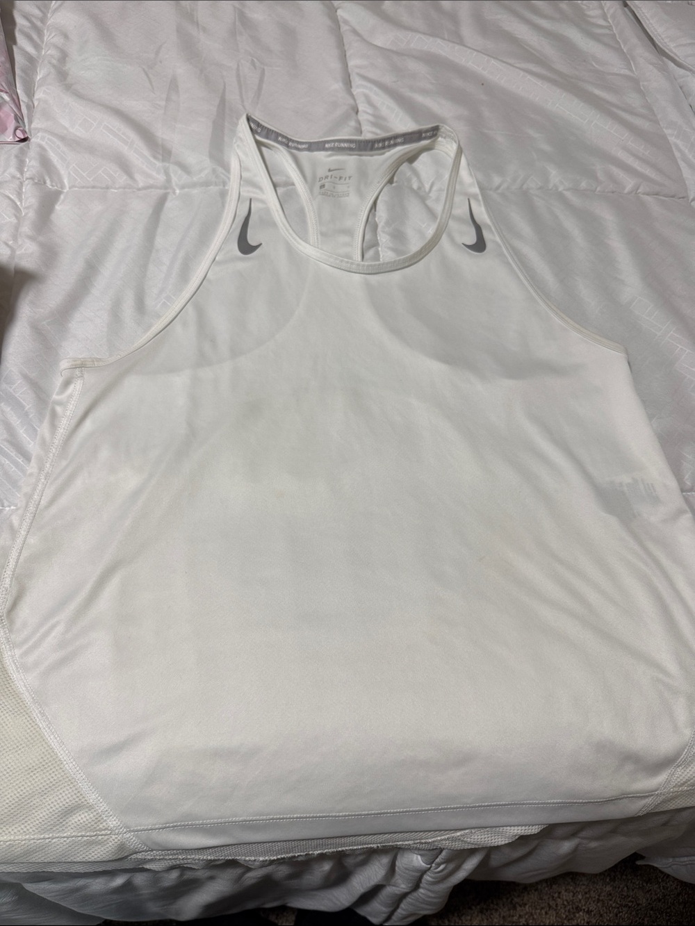 Nike White Racerback Training Tank with Gray Swoosh